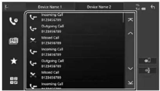 Device Name 1 Incoming Call 0123456789 Outgoing Call 0123456789 Missed Call 0123456789 Incoming Call 0123456789 Outgoing Call 0123456789 Missed Call 0123456789 Incoming Call 0123456789
