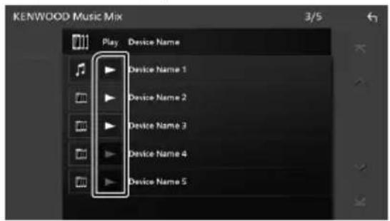 KENWOOD Music Mix Play Device Name Device Name 1 Device Name 2 Device Name 3 Device Name 4 Device Name 5