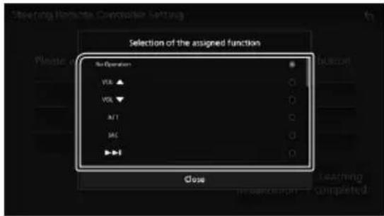 Selection of the assigned function No Operation VSL ▲ VOL ▼ AIT MAC ▶▶▶ Close