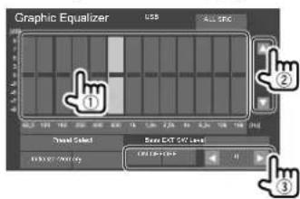 Graphic Equalizer ① ② Control Select Save Exit OK Level ③
