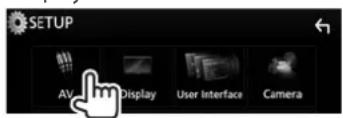 SETUP AV Display User Interface Camera