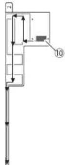 Technical diagram showing a vertical pipe with directional arrows and a labeled component '10'