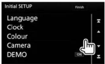 Initial SETUP Language Clock Colour Camera DEMO Finish