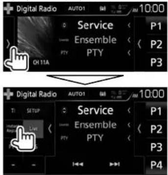 Digital Radio AUTO1 RM 10:00 Service Ensemble PTY PTY P1 P2 P3 OH 11A Digital Radio AUTO1 RM 10:00 Service Ensemble PTY PTY P1 P2 P3 P4 TI SETUP Service Locus Control Panel Setup Control Panel Setup Control Panel Setup