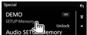 Special DEMO ON SETUP Memory Unlock Audio SETs Memory