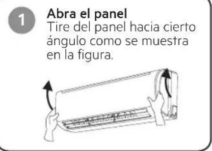 1 Abra el panel Tire del panel hacia cierto ángulo como se muestra en la figura.