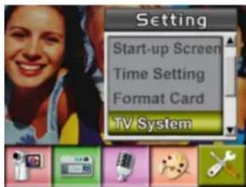 Setting Start-up Screen Time Setting Format Card TV System