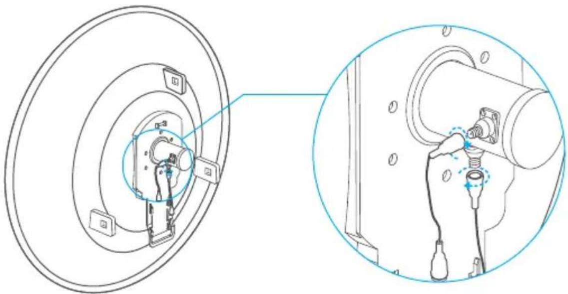 Technical diagram showing mechanical assembly with labeled components and a magnified detail view
