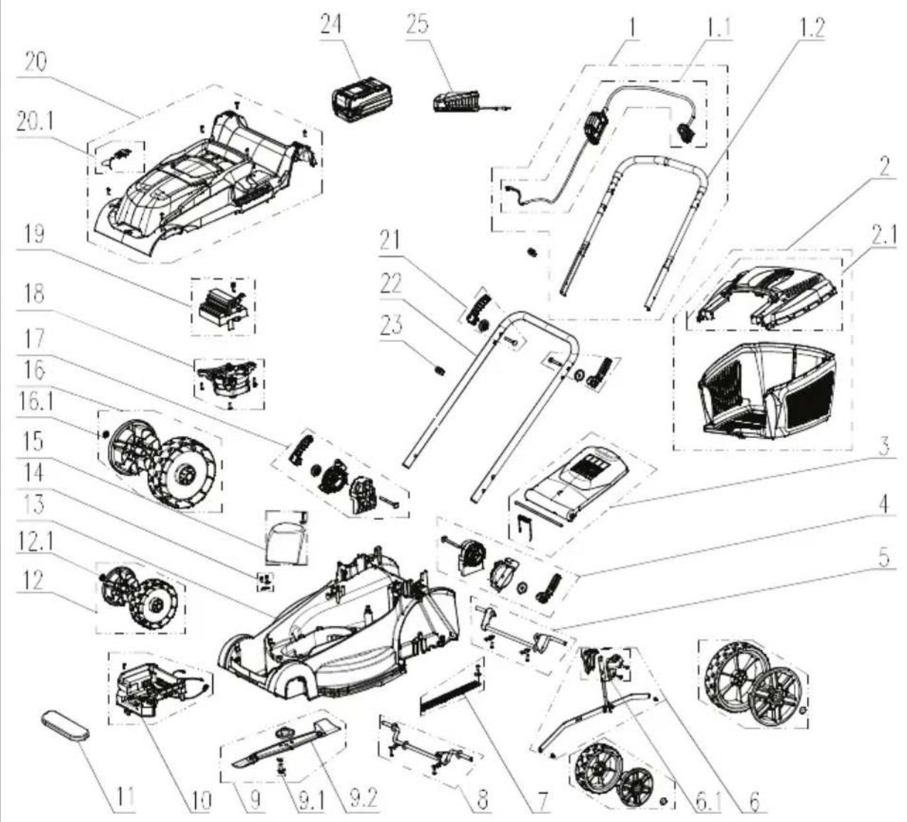Exploded view diagram of automotive components with numbered parts for identification