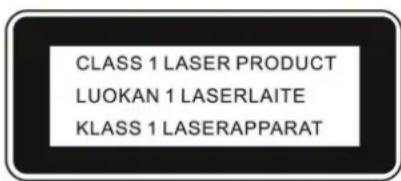 CLASS 1 LASER PRODUCT LUOKAN 1 LASERLAITE KLASS 1 LASERAPPARAT