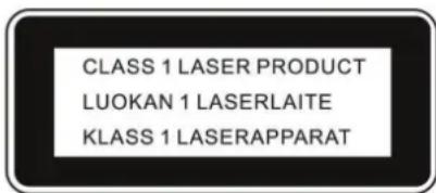 CLASS 1 LASER PRODUCT LUOKAN 1 LASERLAITE KLASS 1 LASERAPPARAT