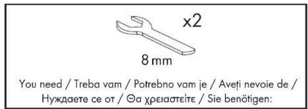 x2 8 mm You need / Treba vam / Patrebno vam je / Aveți nevoie de / Нуждаете се от / Θα χρειαστείτε / Sie benötigen: