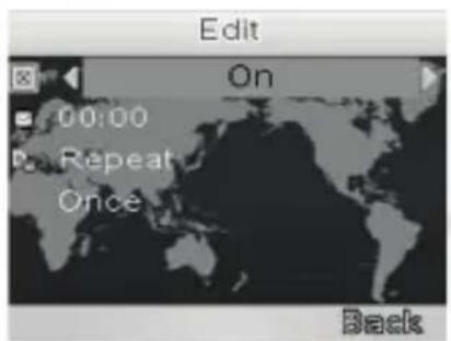 Edit On 00:00 Repeat Once Back