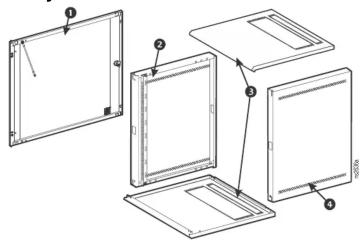 Technical diagram showing exploded view of a multi-panel computer with labeled components