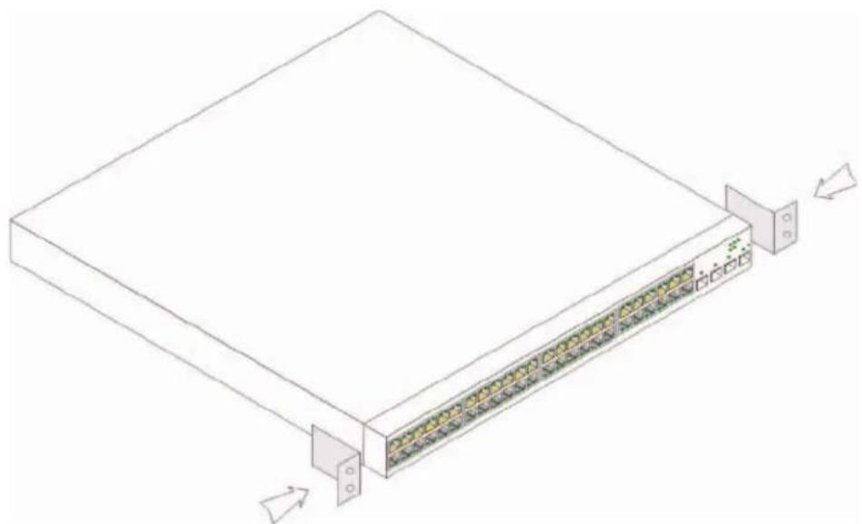 DELL PowerConnect 5448 - Rysunek 2-1. Instalacja wspornika do zamontowania w stelażu - 1