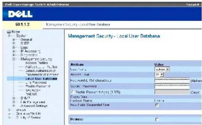 DELL PowerConnect 3424P - Definieren der lokalen Benutzerdatenbanken - 1