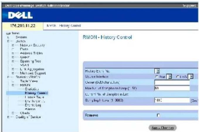 DELL PowerConnect 3424P - Anzeigen von RMON-Verlaufssteuerungsstatistiken - 1