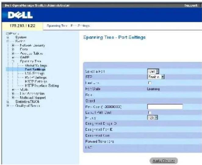 DELL PowerConnect 3424P - Definieren von STP-Porteinstellungen - 1