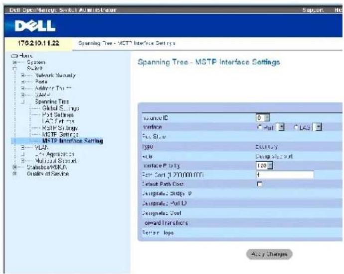 DELL PowerConnect 3424P - Definieren von MSTP-Schnittstelleneinstellungen - 1