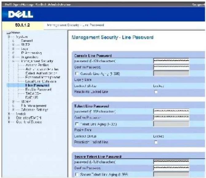 DELL PowerConnect 3424P - Definieren von Leitungskennwörtern - 1