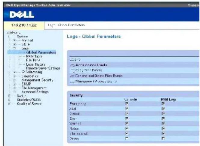 DELL PowerConnect 3424P - Definieren globaler Protokollparameter - 1