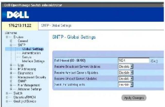 DELL PowerConnect 3424P - Definieren globaler SNTP-Parameter - 1