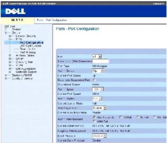 DELL PowerConnect 3424P - Festlegen der Port-Konfiguration - 1