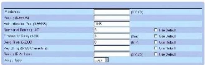 P Address Address (Address) Address name: 211 (19658) Number of Dates (-10) Timeout Type: Early (1-30) Date Time C-2000 Any type (1-120 Currents) Run: IF A - line Auto - type 0 X X X Use Default Use Default Use Default Use Default Use Default Use Default Use Default