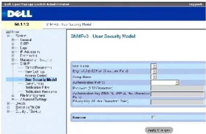 DELL PowerConnect 3424P - Zuweisen der SNMP-Benutzersicherheit - 1