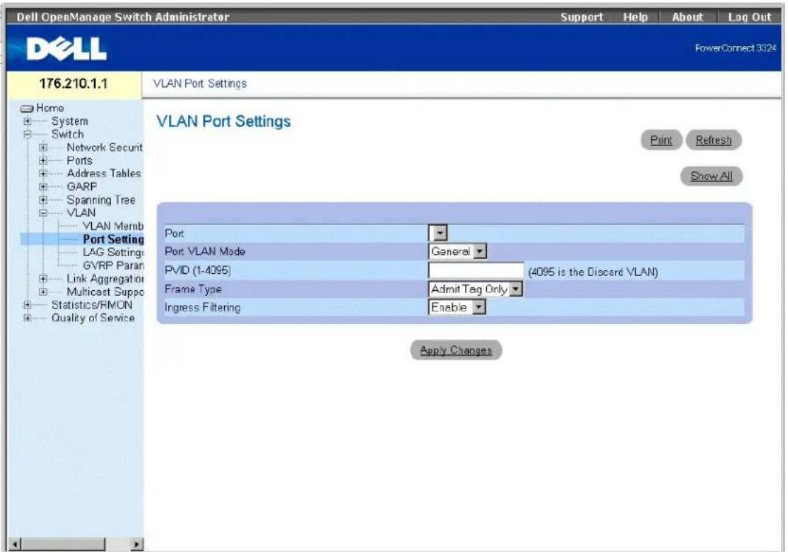 DELL PowerConnect 3348 - Definieren von VLAN-Einstellungen für Anschlüsse - 1