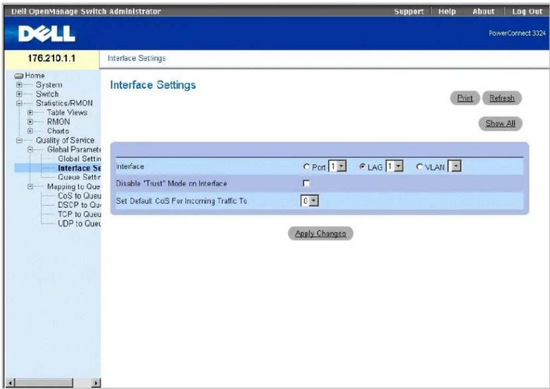 DELL PowerConnect 3348 - Definieren von QoS-Schnittstelleneinstellungen - 1