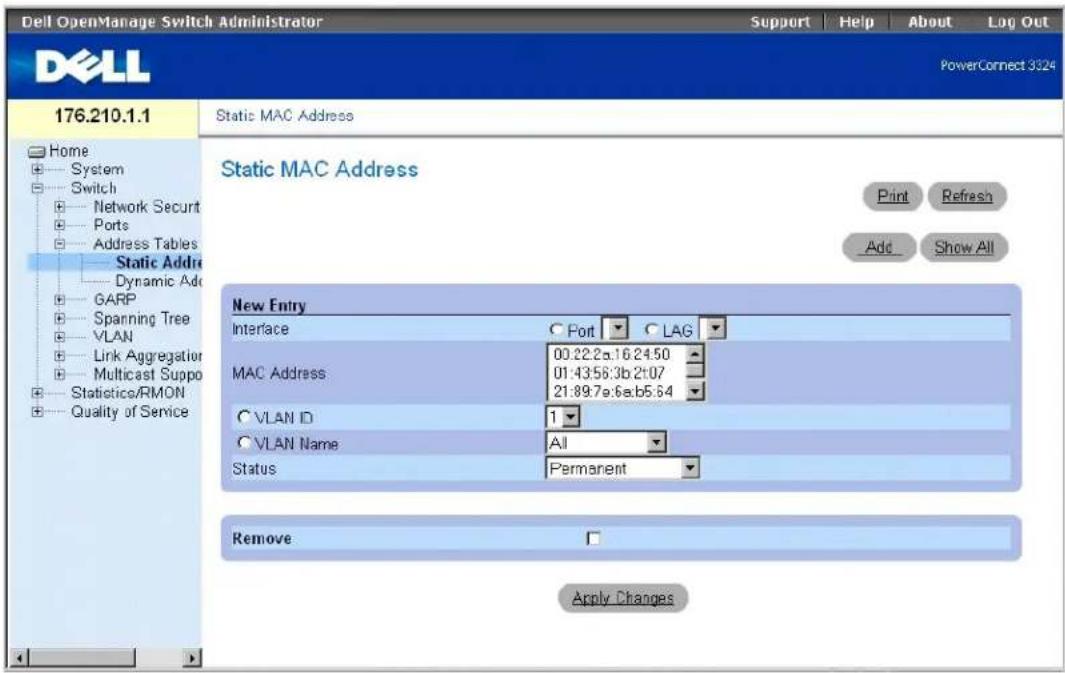 DELL PowerConnect 3348 - Konfigurieren von Adresstabellen - 2