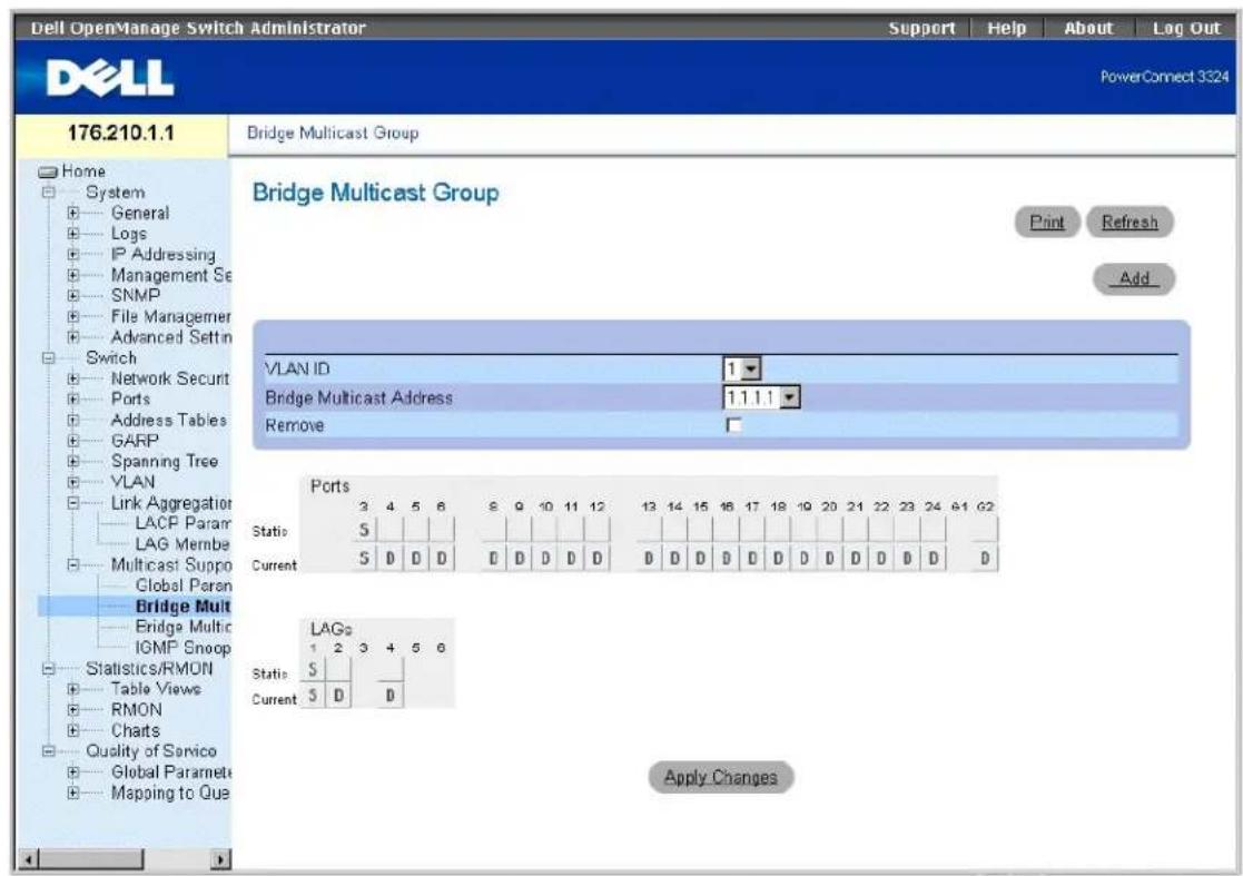 DELL PowerConnect 3348 - Hinzufügen von Komponenten zu einer Bridge-Multicast-Gruppe - 1