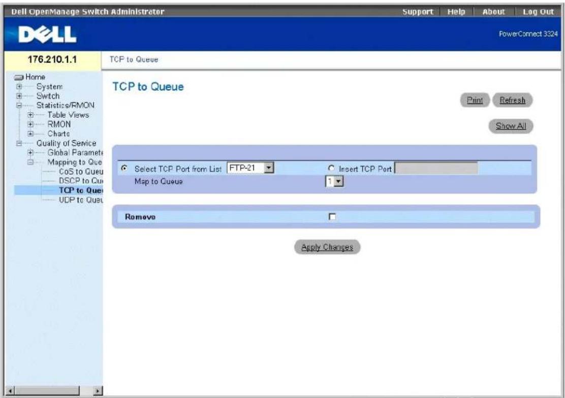 DELL PowerConnect 3348 - Zuweisen von TCP-Anschlusswerten zu Warteschlangen - 1