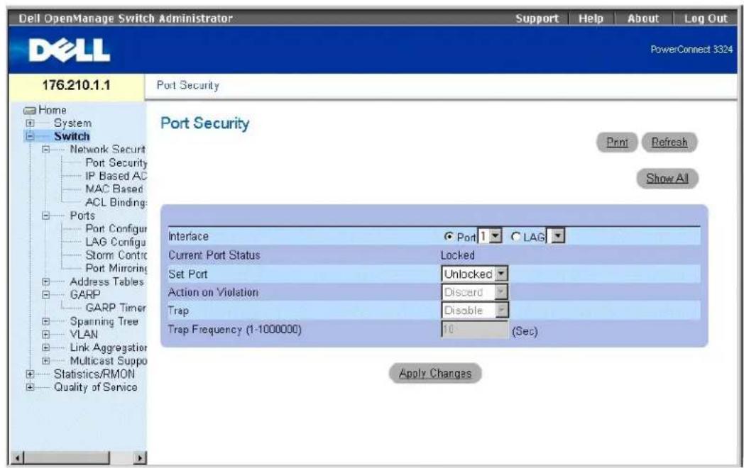 DELL PowerConnect 3348 - Konfigurieren der Anschlusssicherheit - 1