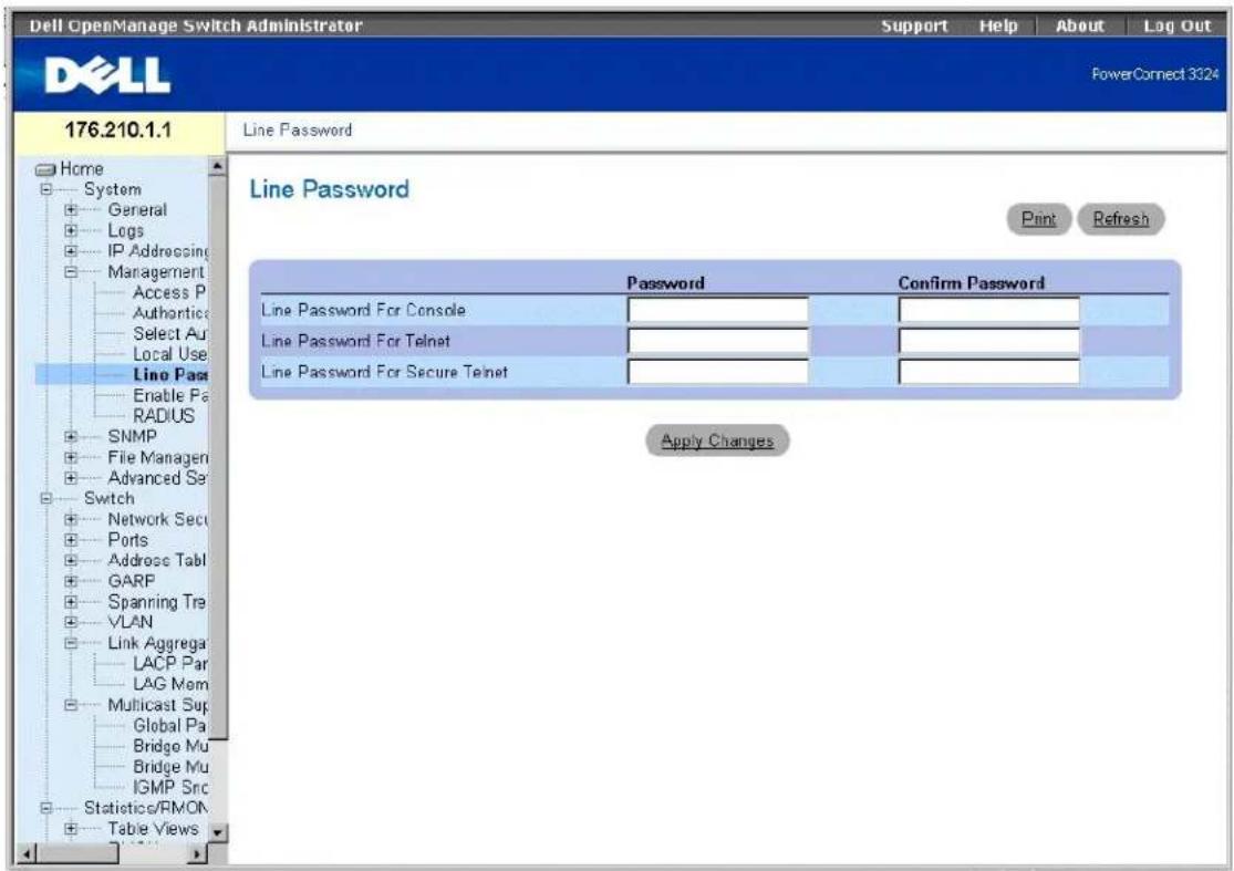 DELL PowerConnect 3348 - Definieren von Leitungspasswörtern - 1