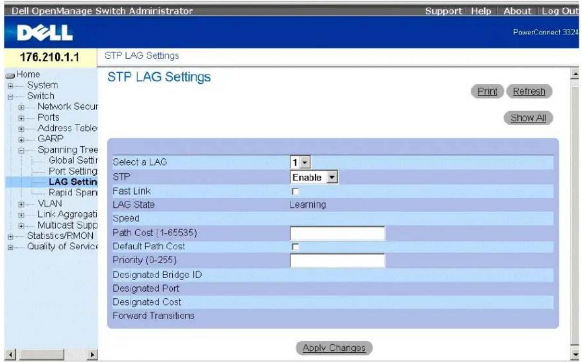 DELL PowerConnect 3348 - Definieren von STP-Einstellungen für LAGs - 1