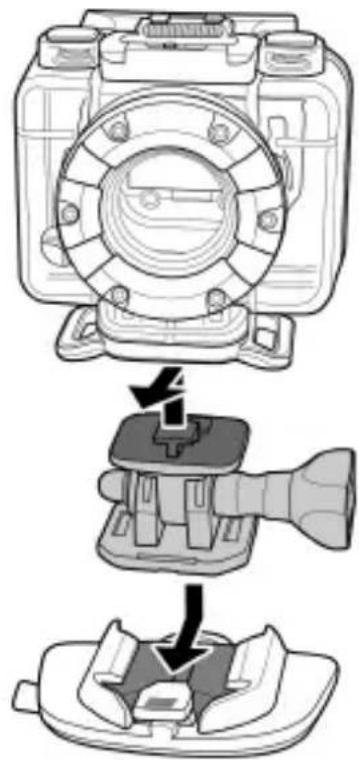 Diagram showing a mechanical assembly with three steps: top view, bottom view, and close-up of a device component (no text or symbols present)