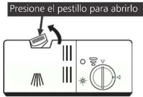 Presione el pestillo para abrirlo