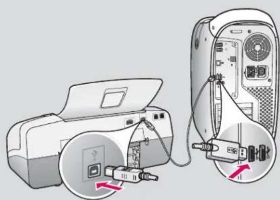 HP Officejet 4350 All-in-One - Anschließen des USB-Kabels - 2