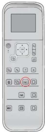 Image of a remote control device with labeled buttons and icons, highlighting the 'OK' button.