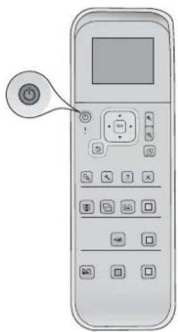 Diagram of a remote control device with labeled buttons and a screen displaying the same function.
