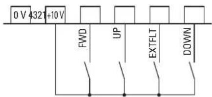 0 V +321 +10 V FWD UP EXTFLT DOWN