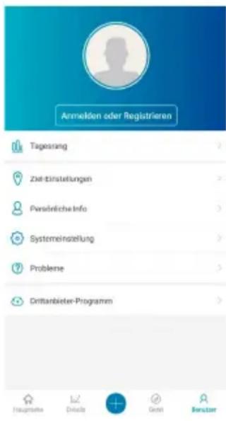 Anmelden oder Registrieren Tagesrang Zahl-Einstellungen Persönliche Info Systemeinstellung Probleme Driftanbieter-Programm