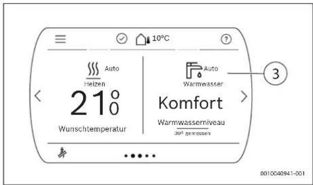 10°C 21° Wunschtemperatur Komfort Warmwasserniveau 30° genessen Auto Heizen Auto Warmwasser 0010040941-001