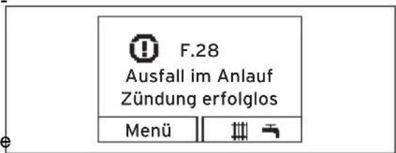 F.28 Ausfall im Anlauf Zündung erfolglos Menü