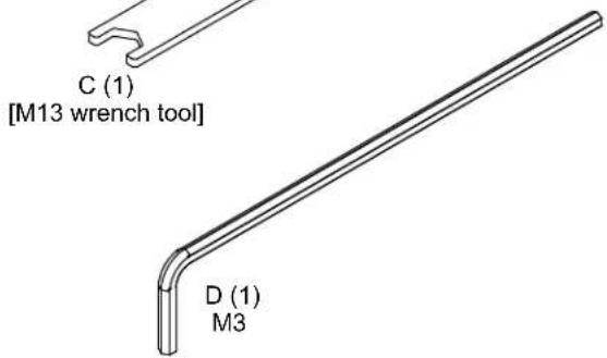 C (1) [M13 wrench tool] D (1) M3