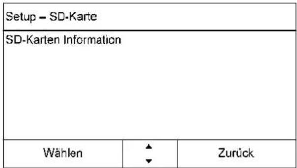 Setup - SD-Karte SD-Karten Information Wählen ◀ Zurück