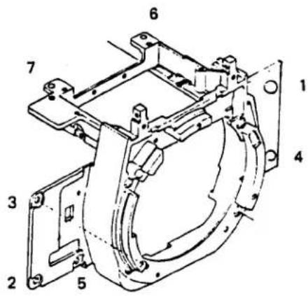 Technical diagram of a mechanical assembly with numbered components for identification