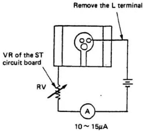 Remove the L terminal VR of the ST circuit board RV A 10 ~ 15μA